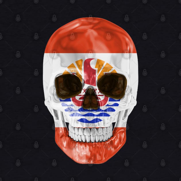 French Polynesia Flag Skull - Gift for French Polynesian With Roots From French Polynesia by Country Flags